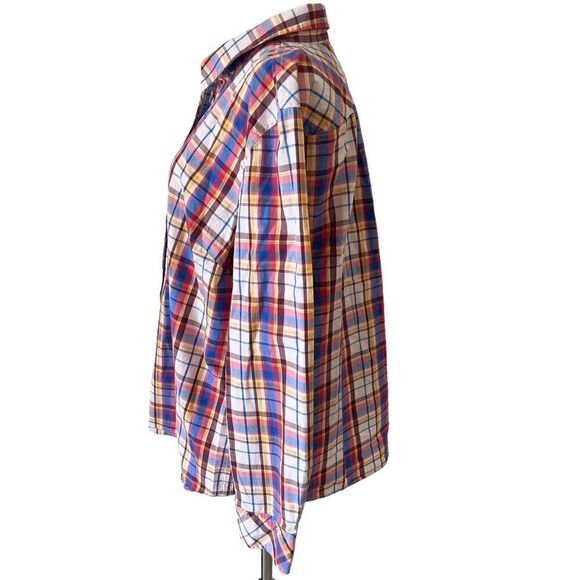 Talbots XL Plaid Cotton Long Sleeve Button Front Blouse - Picture 3 of 7